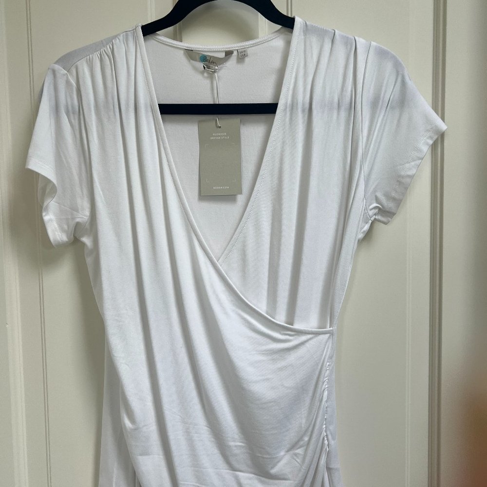 NWT Boden White Wrap Shirt, Size 8